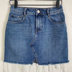 ASOS DESIGN Denim Pelmet Skirt Mid Wash - 4